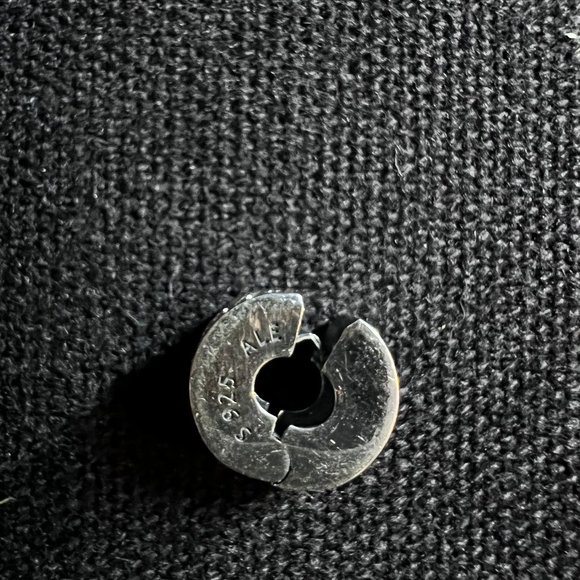 Pandora bracelet clips (set of 2), silver, clear pave stones. - Picture 2 of 5